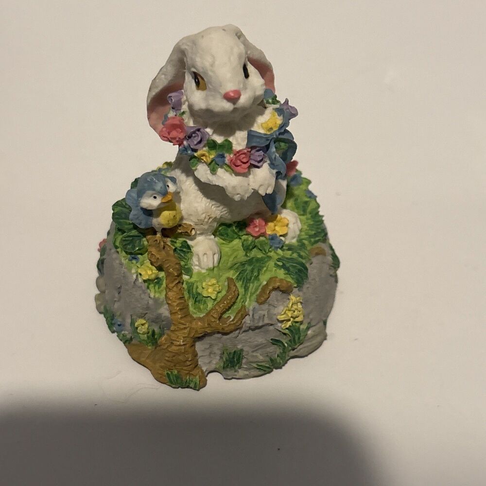 San Francisco Music Box Company Small Spring Easter Bunny With Baby Duck